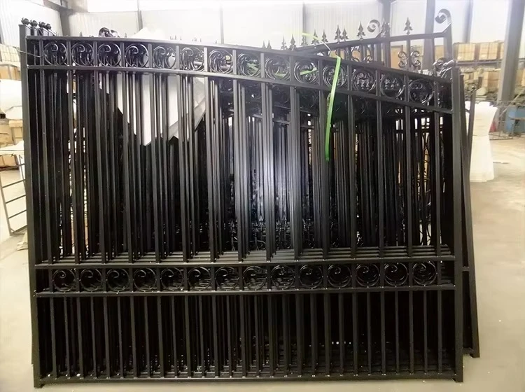 High quality outdoor wrought iron fence and gate decorative steel fence popular design custom aluminum fence and gate