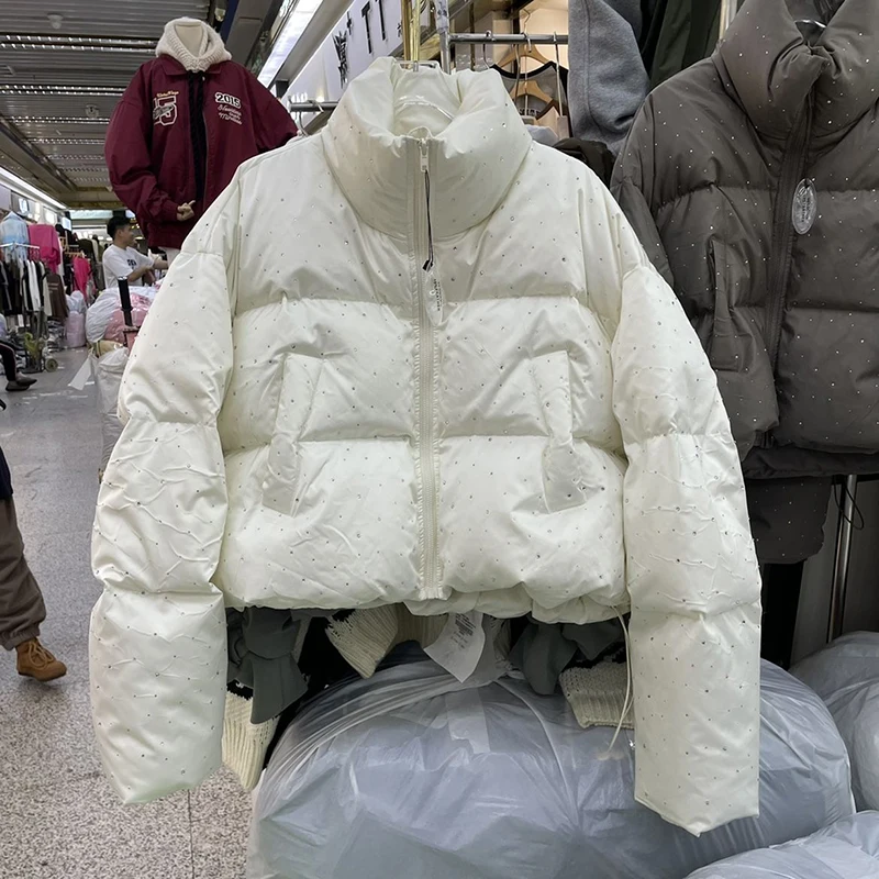 Jaqueta acolchoada de algodão coreano para mulheres, parkas de inverno, casaco de neve feminino quente, parka de manga comprida solta, roupas