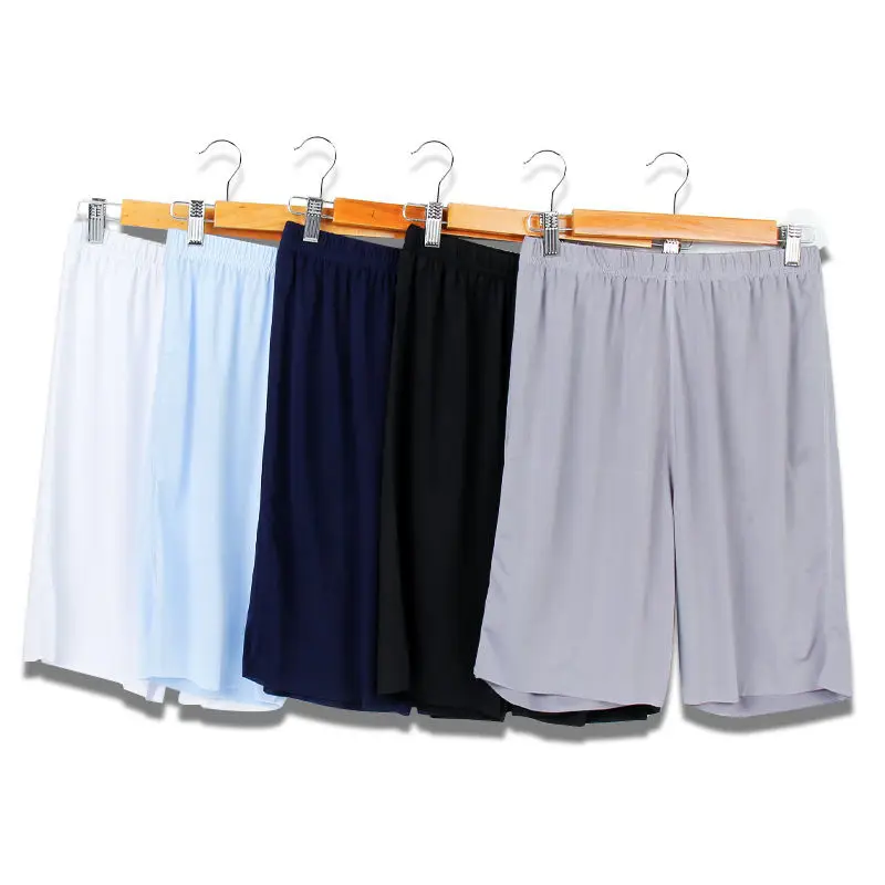 Pijama masculino de seda e gelo, calça grande ultrafina, calção casual para casa, respirável, calça folgada, para verão