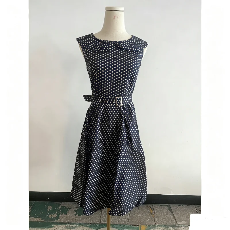 Vestido Rockabilly de talla grande para verano, ropa con cuello Halter, Pin Up, lunares, R1010, S-4XL