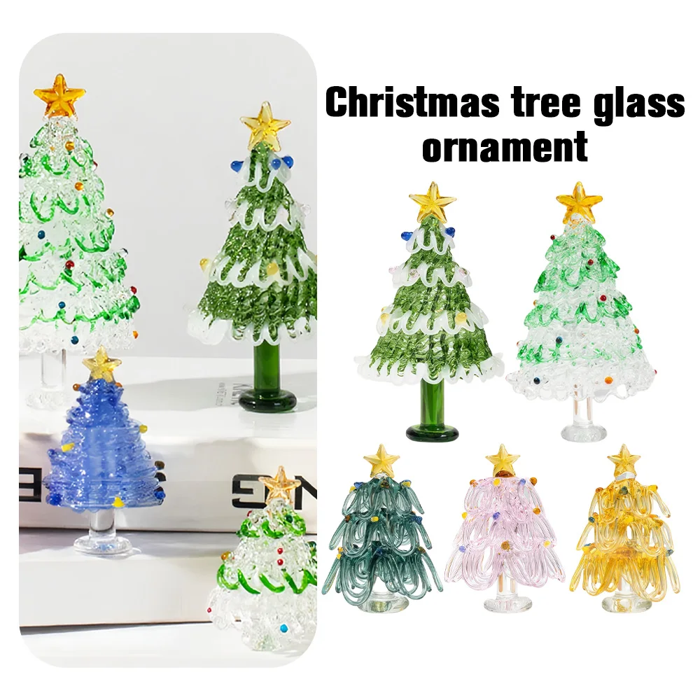

Handmade Crystal Christmas Tree Ornament – Brushed Stained Glass Figurines for Home, Office, Desktop Decoration – Holiday Gift