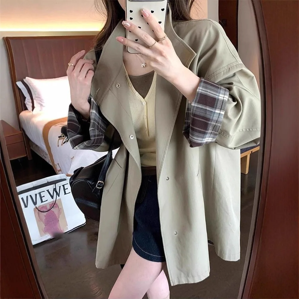 

2025 Autumn New Stylish Short Coat for Petite Women, Loose Casual Vintage Minimalist Short Trench Coat