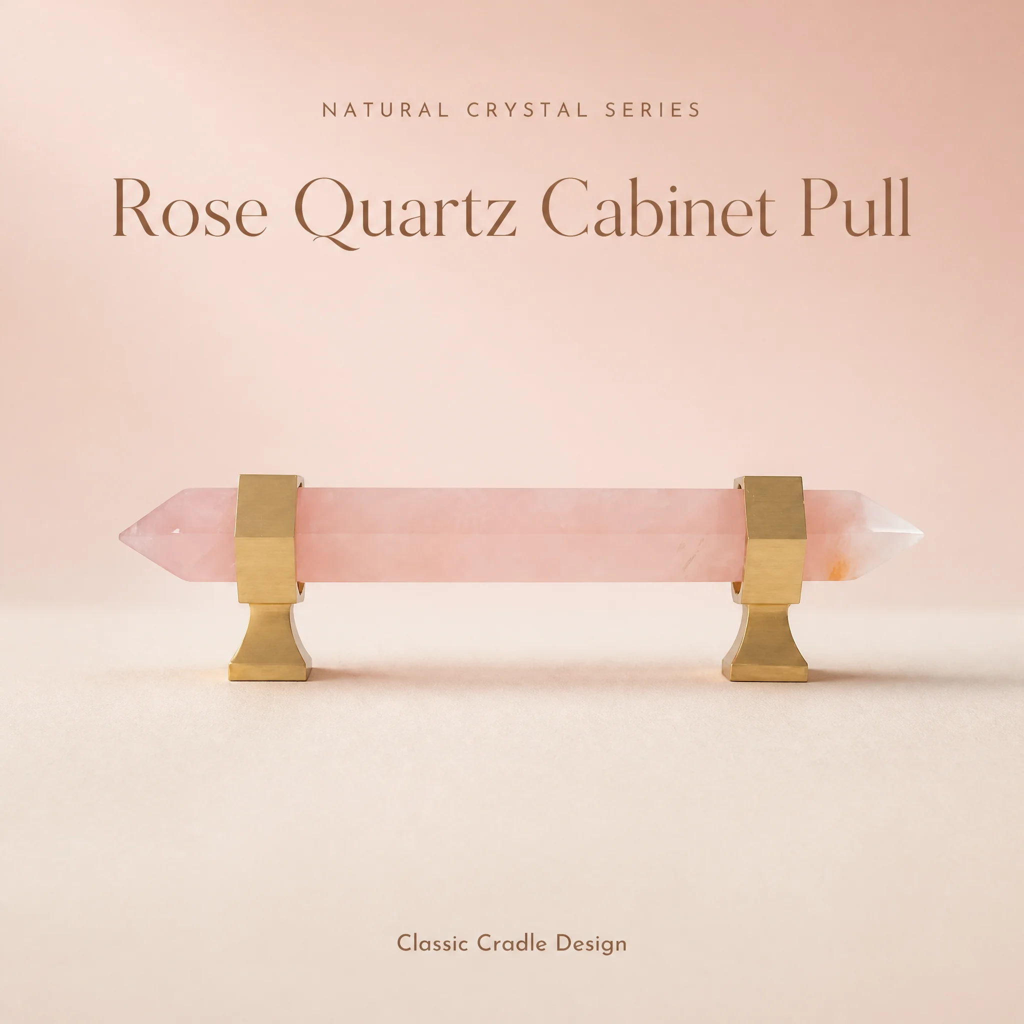 Natural Rose Quartz Crystal Cabinet Pull Hexagonal Prism Cut Luxury Drawer Handle for Cupboard Wardrobe Dresser Home Decoration