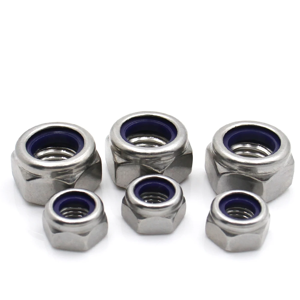 1-40PCS 304 Stainless Steel Hex Nylon Insert Lock Nuts Self Locking M2-M27