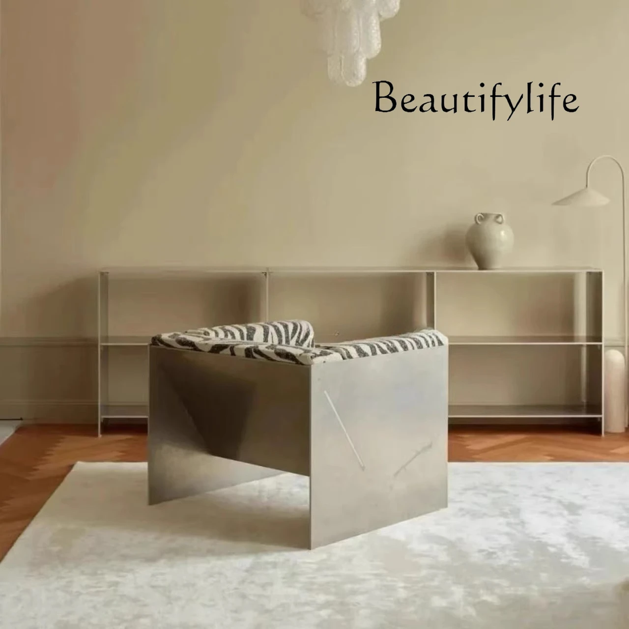 Nordic light luxury metal sofa chair designer bed and breakfast living room hotel home sofa stool rest leisure chair - view 5