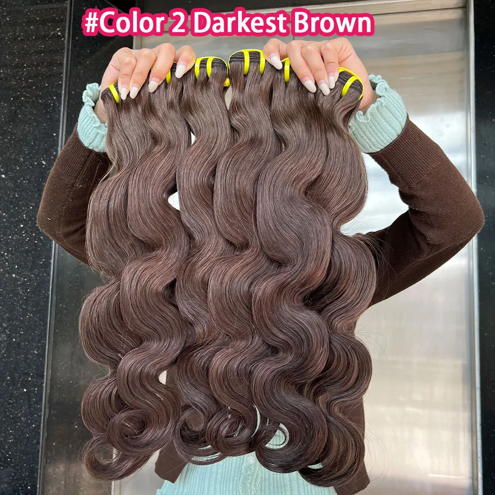 

# 2 пучка волос темно-коричневого цвета с эффектом волны, с мелированием, из натуральных вьетнамских волос, мягкие и шелковистые, для женщин, накладные пряди из натуральных волос.