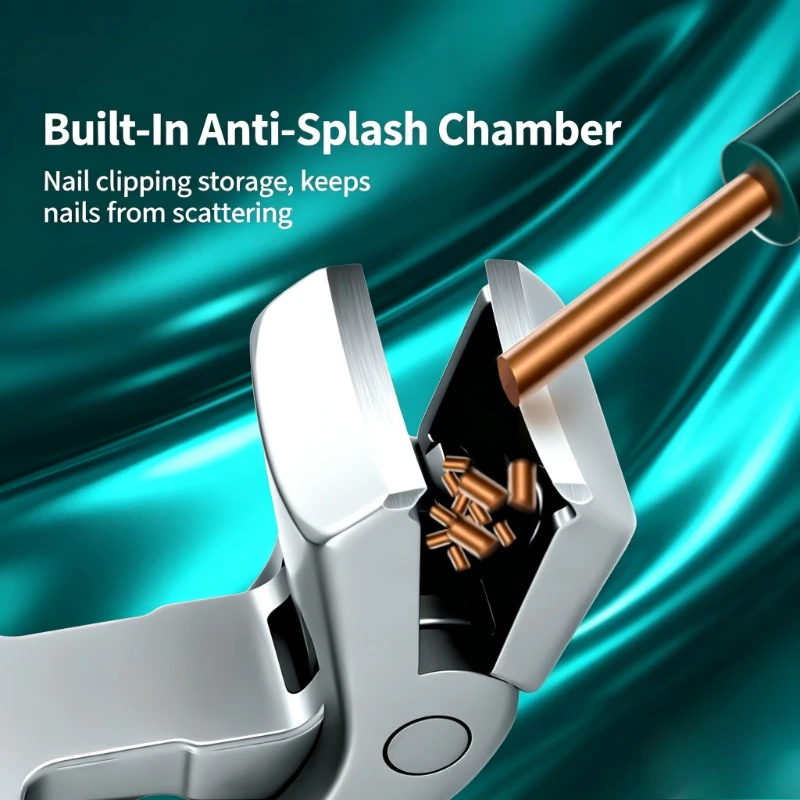 Curved Head Large Opening Nail Clippers, Anti‑Splash Debris Container Design, Heavy‑Duty Stainless Steel Sharp Nail Cutter