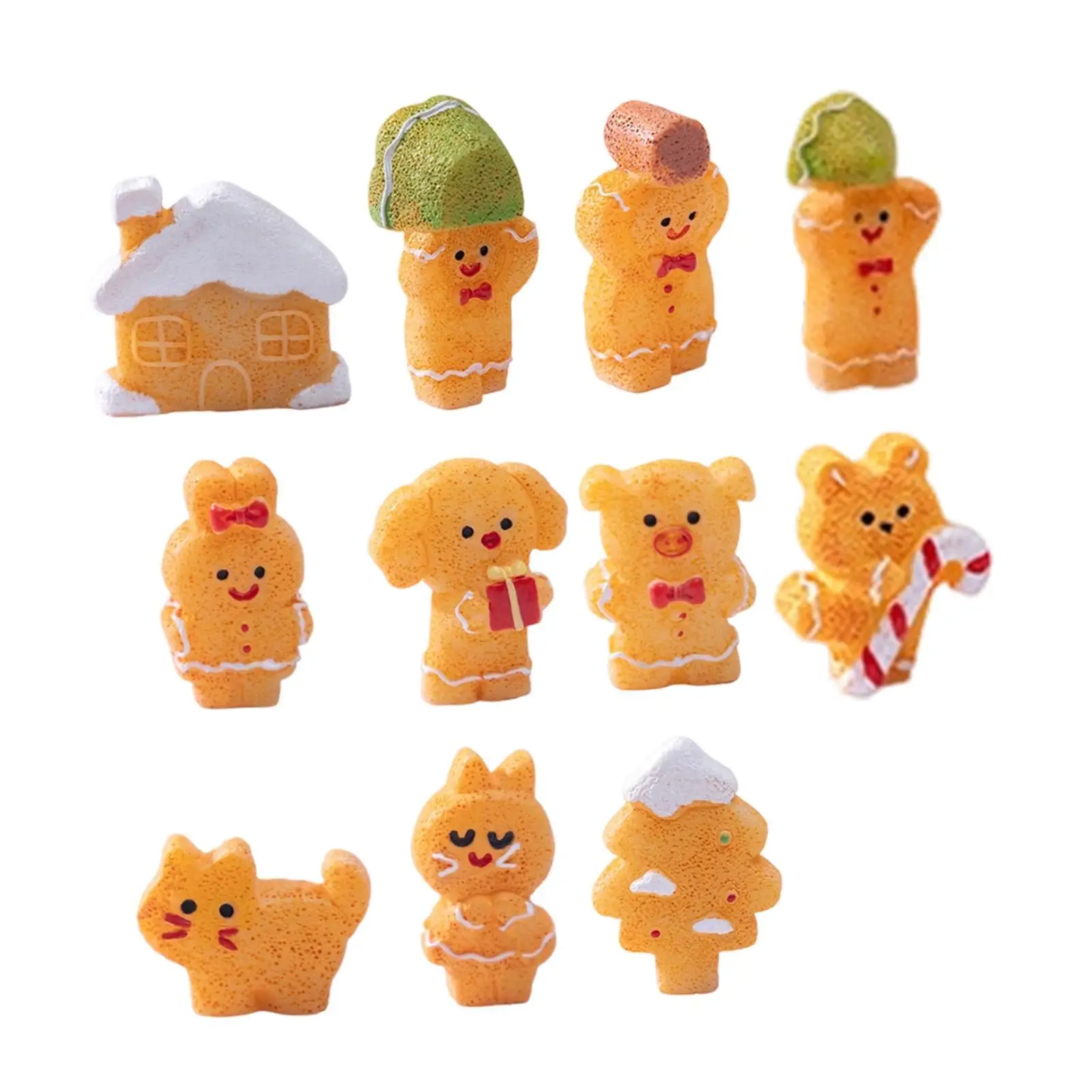 11Pcs Christmas Miniature Figurines Christmas Decor Gifts Decorative Mini Resin Figurines for Party Supplies Office Festival