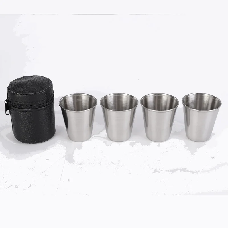 4/6Pcs Outdoor Practical Travel Stainless Steel Cups Mini Set Glasses For Whisky Wine With Case Portable Drinkware 30ml/70ml