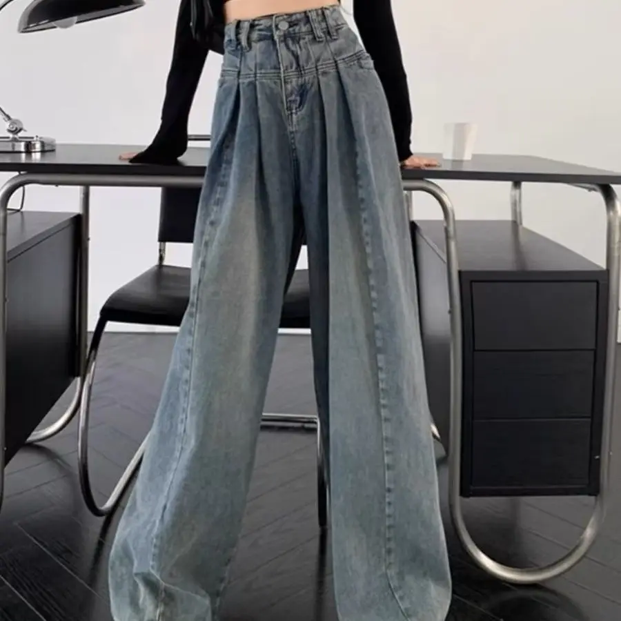 Koreaanse Stijl Nieuwe Zomer Dames Trekkoord Korte Mouwen T-Shirt Sweet Cool Set Hoge Taille Amerikaanse Retro Jeans Tweedelige Set