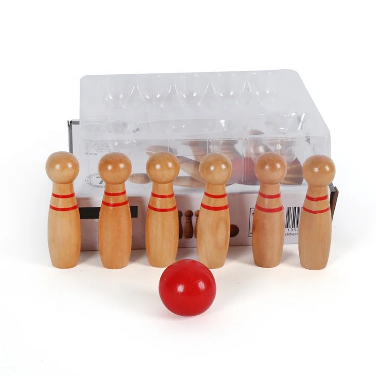 Wooden Bowling Play Game Set Skittles