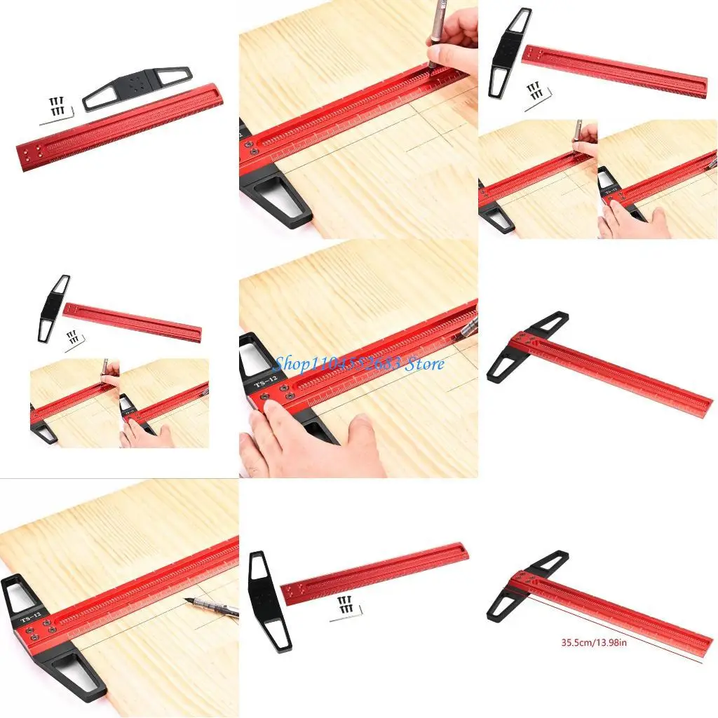 Y6GD T Type Marking Ruler Square Woodworking Scribing Tool Hole Gauge Tool Adjustable