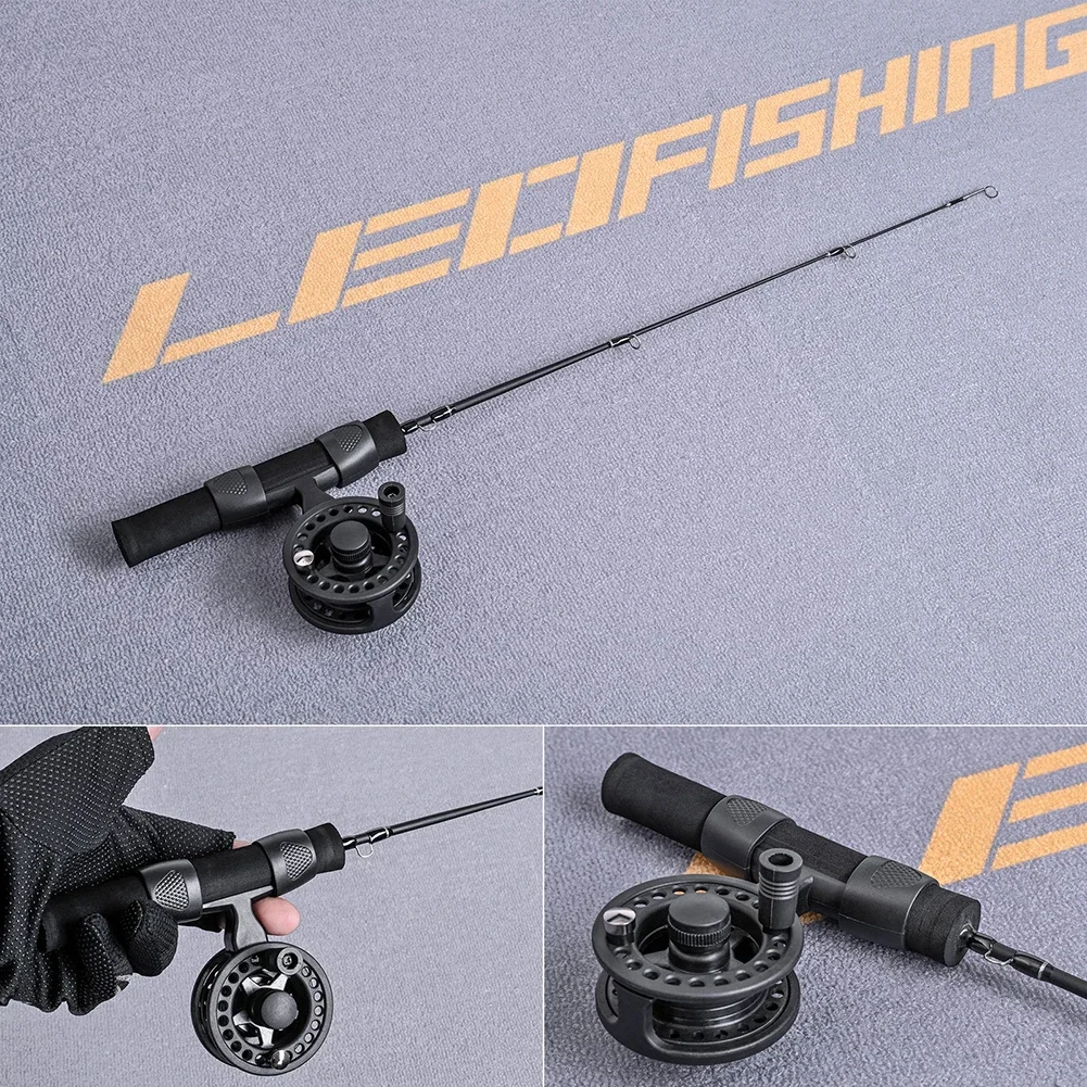 LEO 51cm Winter Fishing Rod Fiberglass Fishing Pole with Reel Portable Ultra-short Antiskid Grip Tackle Pesca Fisherman Gear