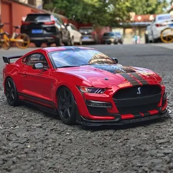 1/18 Ford Mustang Shelby GT500 Alloy Sports Car Model Diecast Metal Racing Car Vehicles Model Sound and Light Childrens Toy Gift