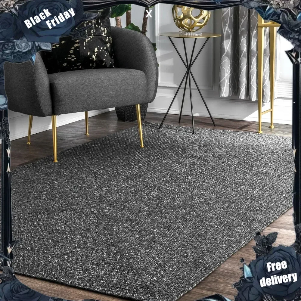 Wynn Braided Indoor/Outdoor Area Rug, 12x15, Charcoal