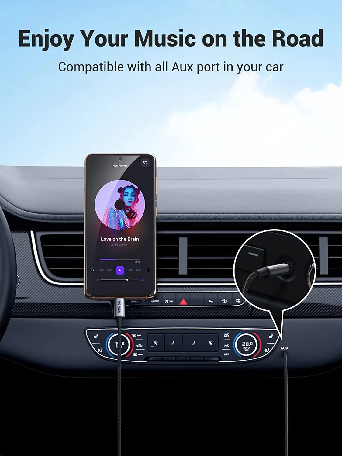 UGREEN AV143 USB C to 3.5mm Audio Adapter Hi-Fi Stereo Type C to Aux Headphone Male Cord Car Auxiliary Braided Cable