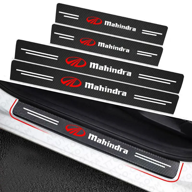 Car with Logo Door Carbon Fiber Sill Protector Stickers For Mahindra kuv100 xuv700 xuv300 tuv300 mahindra pik up 4x4 Accessories