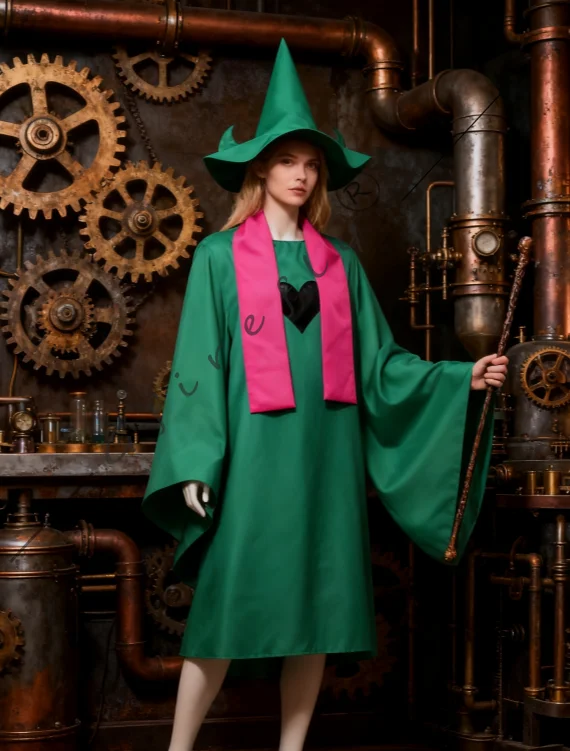 Undertale Ralsei コスプレ衣装 デルタルーン ゲームとアニメのコスプレ服 ロールプレイング用の同じスタイルのフード付きグリーンケープ