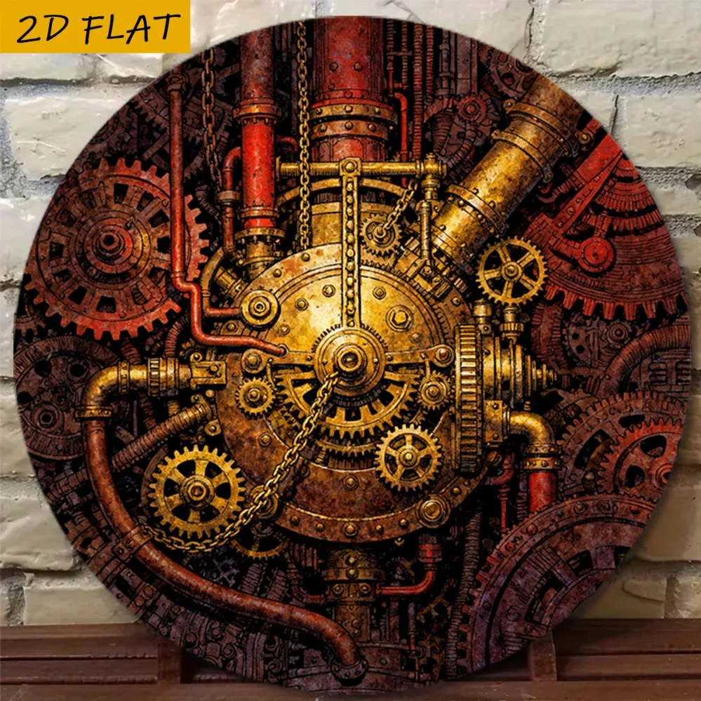 Retro Aluminum Sign 2D Flat Poster Mechanical Structure Wall Art Home Bar Decor 8x8 Inch Unique Gift