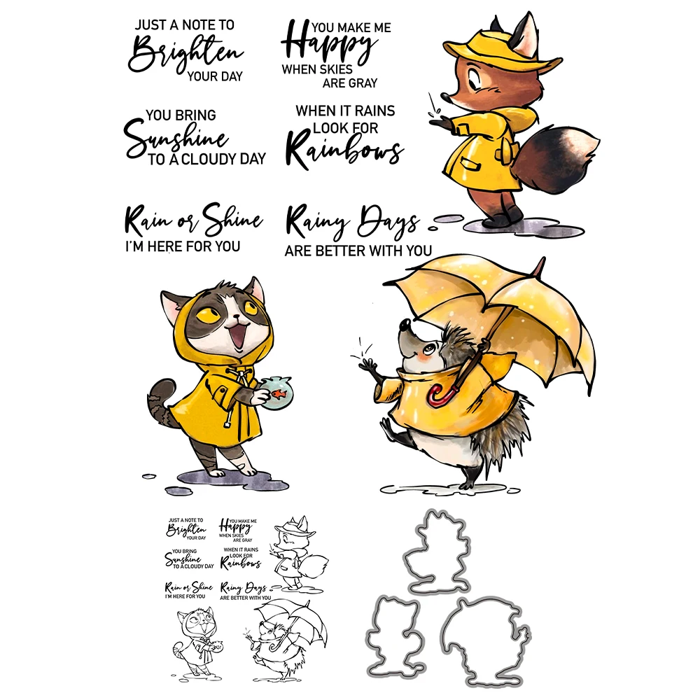 

MangoCraft 2023 New Cutting Dies Clear Stamps Kawaii Cartoon Animals DIY Scrapbooking Supplies Stamps Metal Dies For Card Making