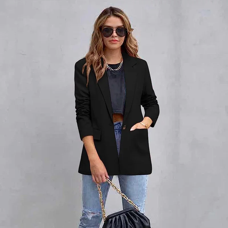 Spring Thin Women's Suit Jacket Solid Color Casual Single-breasted Long Sleeve Blazer Ladies Business Commuting Slim Suit Coat