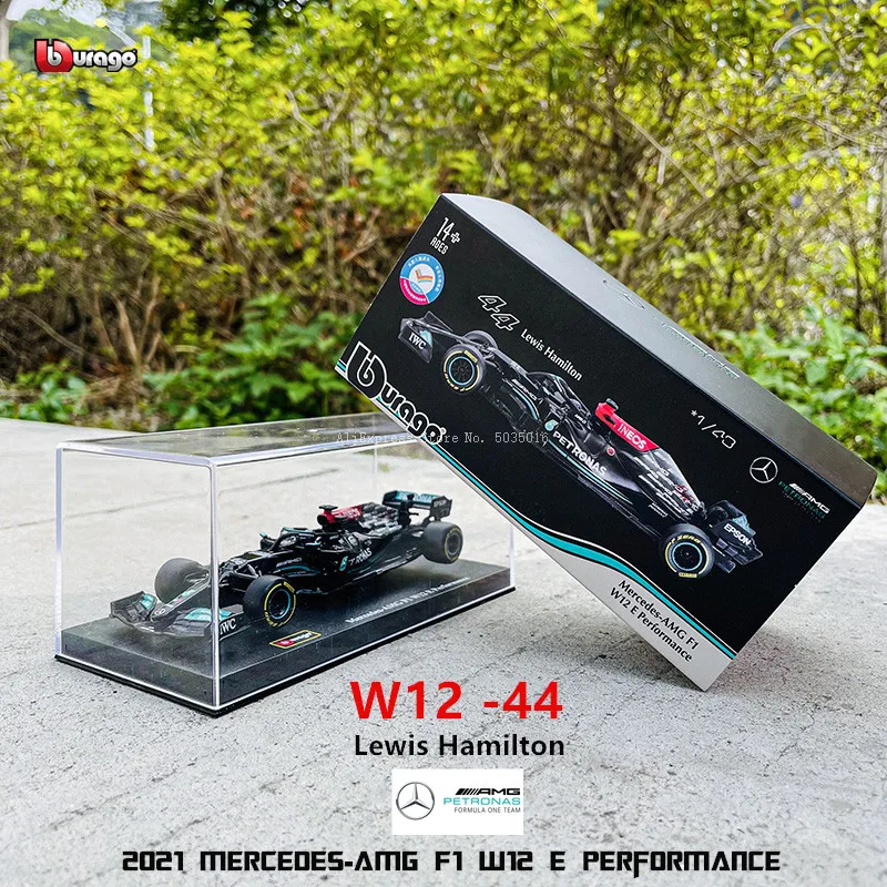 Bburago-coche de carreras de rendimiento, modelo de coche de simulación, coche de aleación, regalo de colección, 1:43, 2021, F1, Mercedes Benz W12 E