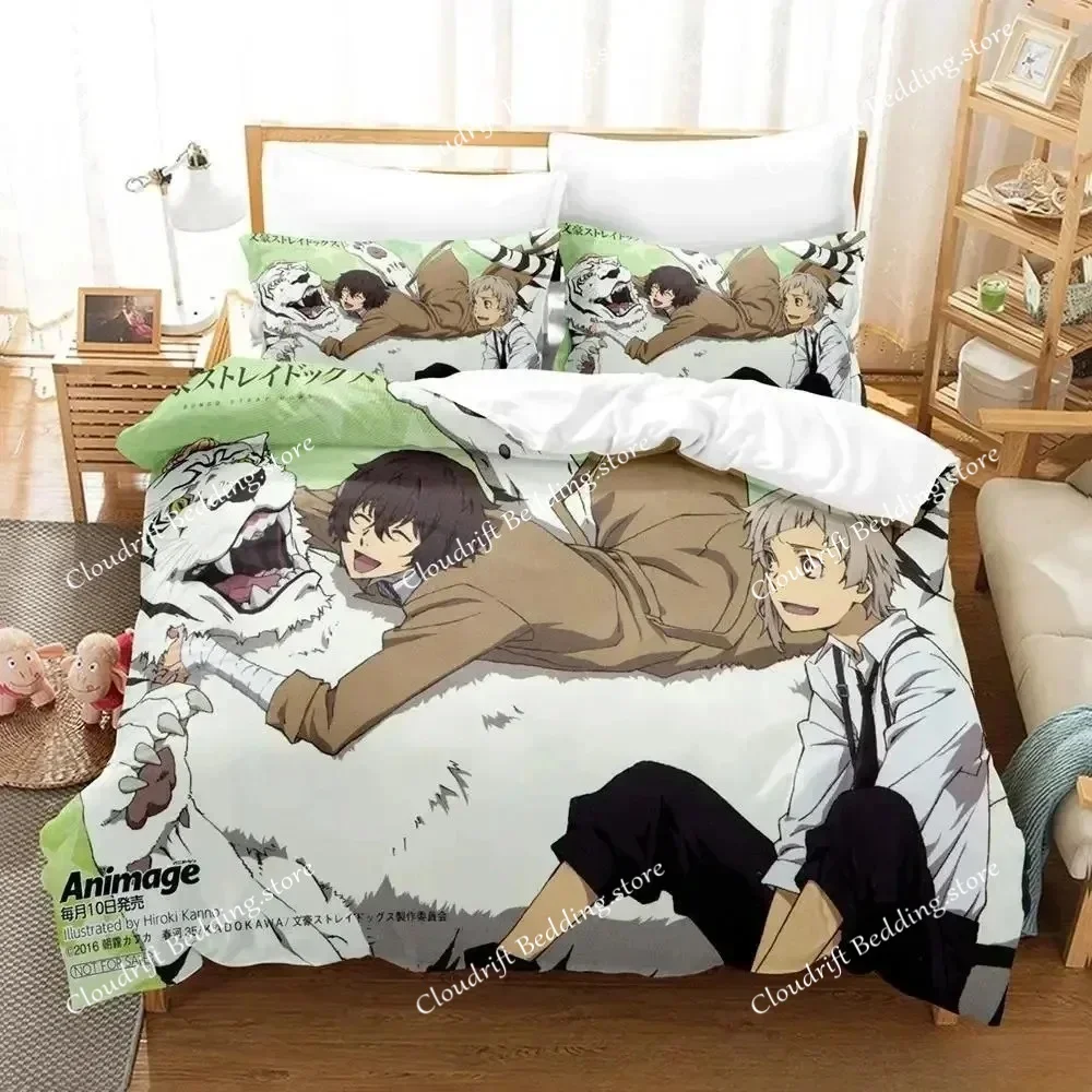 

3D Print Bungou Stray Dogs S4 Bedding Set Cartoon Anime Three-piece Set Adult Kid Bedroom Duvet Cover Sets