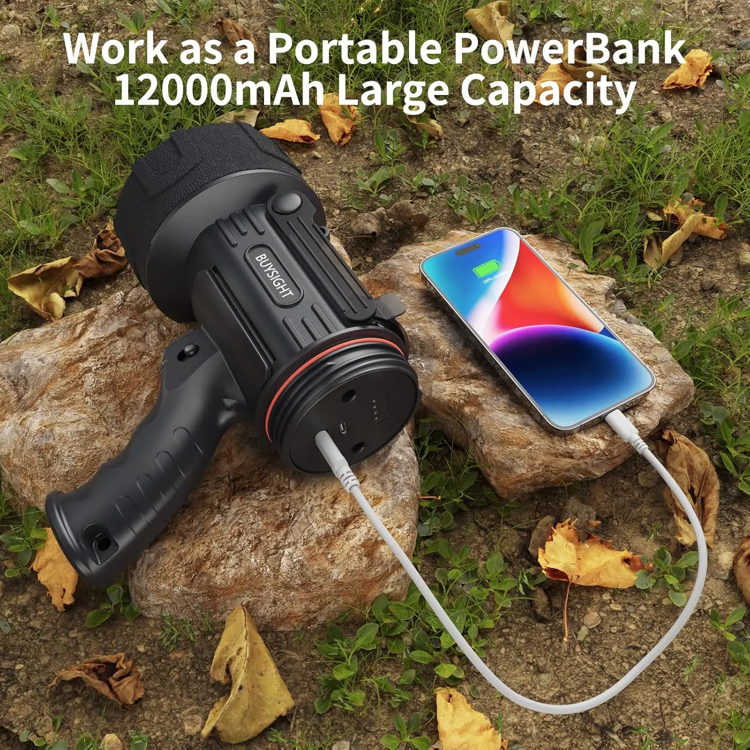 Rechargeable Spotlight Flashlight, 1M Lumens Waterproof Hunting Light with Red Filter & Long Battery Life