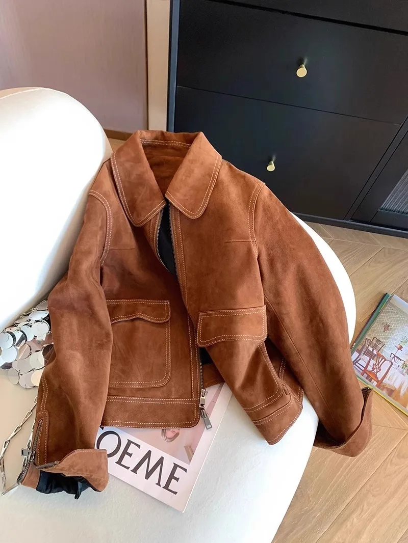 Faionable Cappotto in pelle scamosciata ort Jaet Uomo Donna Primavera Autunno Sli Versatile Top dimagrante Materiale Quali Casual Sle