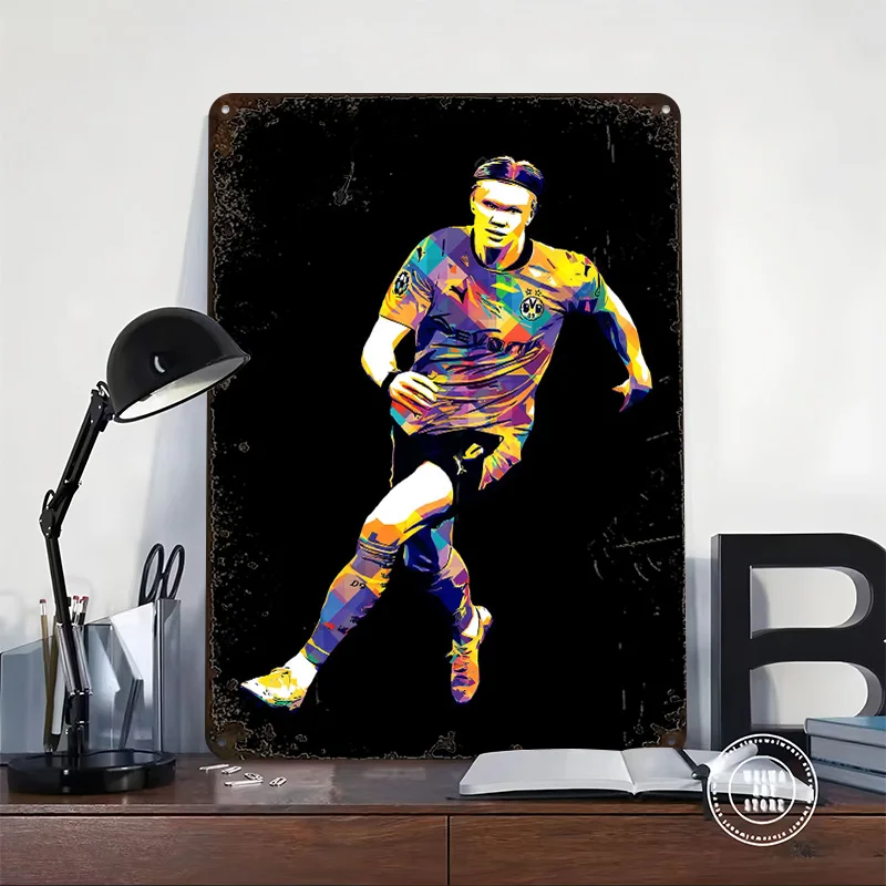 Erling Haaland Tin Poster Customized Wall Art Retro Vintage Metal Signs for Fans Room Home and Decoration Gaming Bar Accessories
