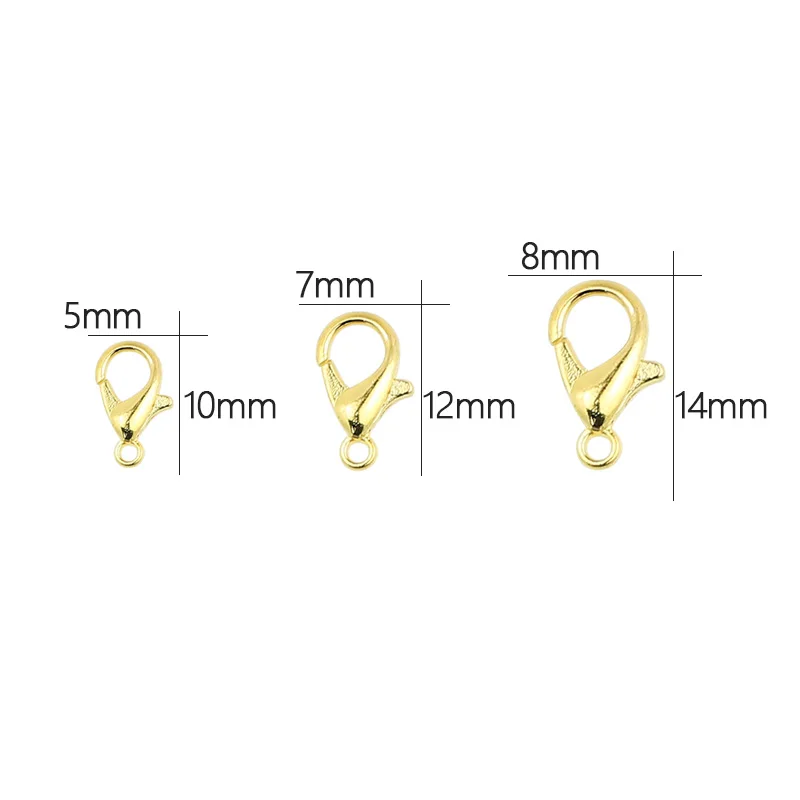 10/12/14mm Metal Lobster Clasp Keychain For Jewelry Making Parts Bracelet Necklace Clip DIY Accessories Hook Chain Clasp