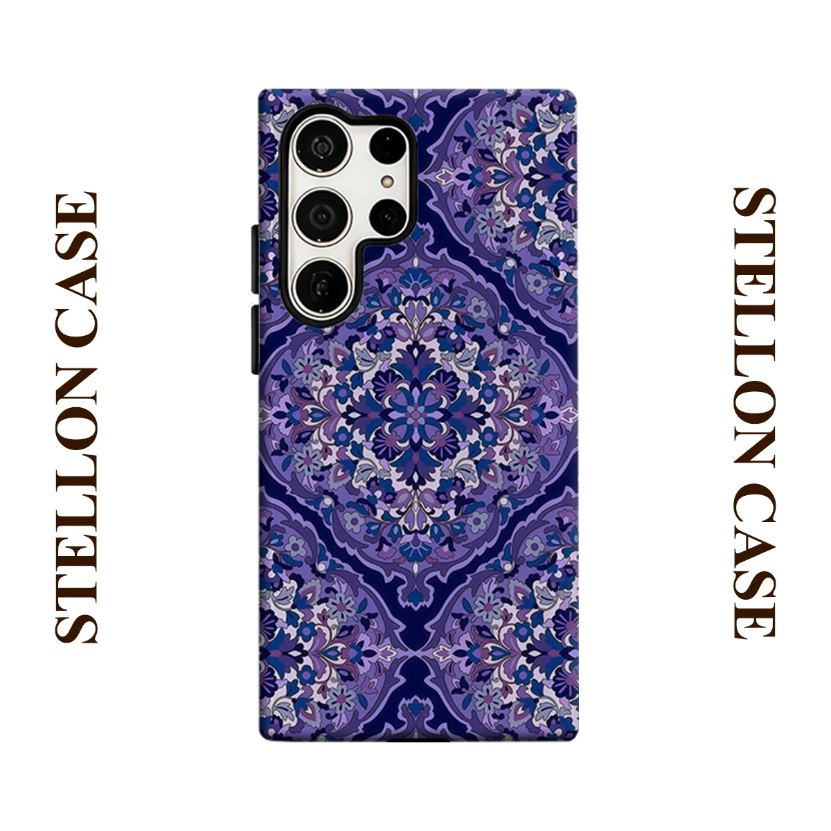 Vintage Purple Floral For Samsung Galaxy Phone Case S23 S20 S25 FE S24 Plus S26 Ultra 2-IN-1 Shockproof Bumper Hard PC