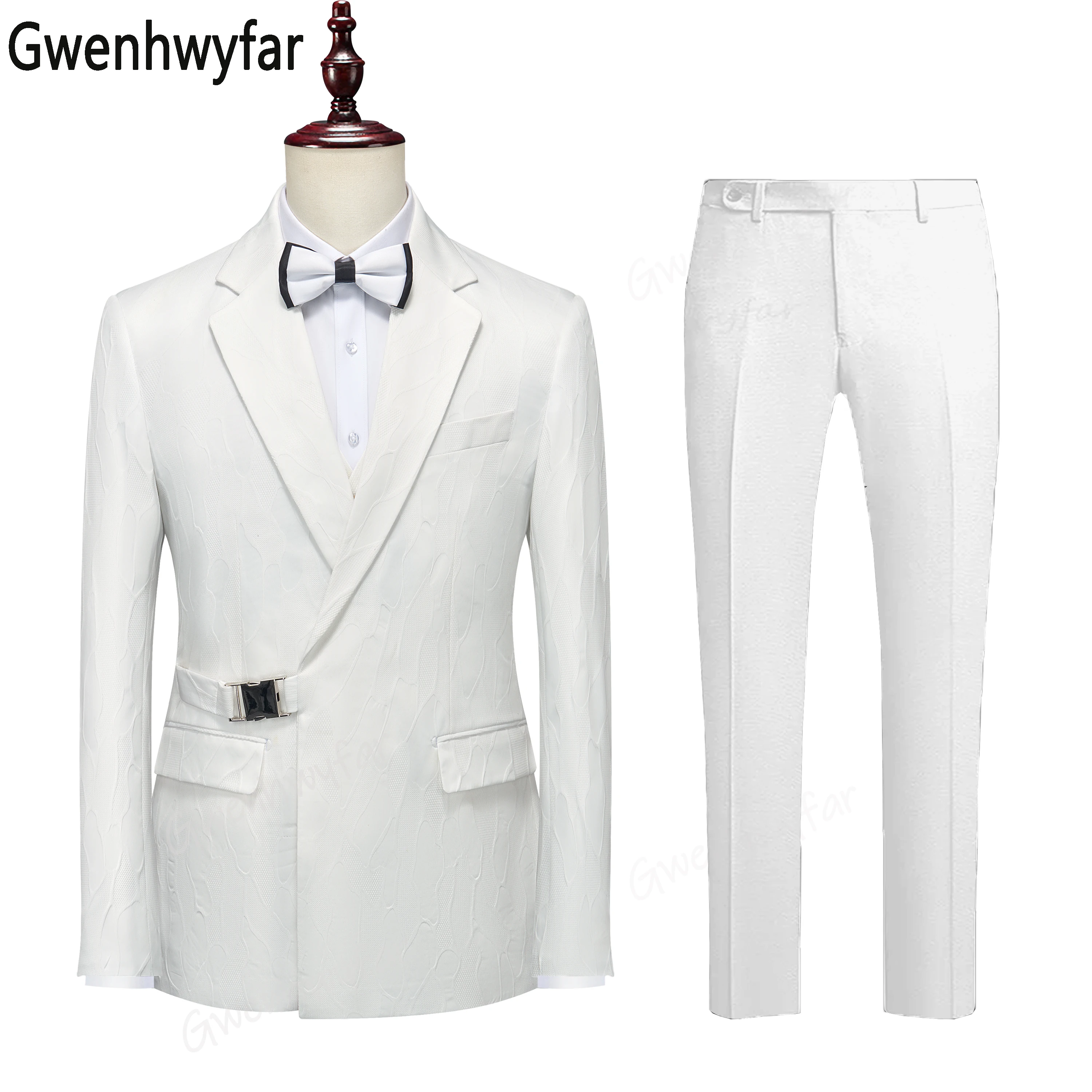 

Gwenhwyfar Fashion Suits For Men Slim Fit Luxury Party Dinner Wedding Groom Tuxedos Custom Notched Lapel Jacket Pants 2 Pcs Set