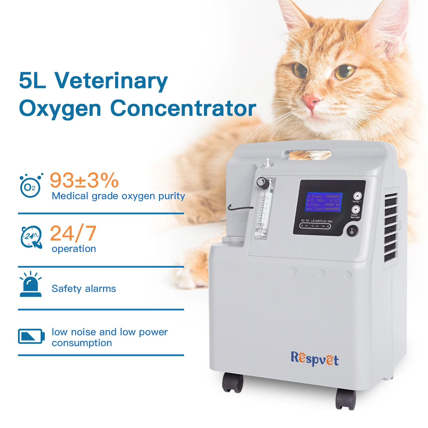 Low cost  vet supply medicine CE ISO approved 5L veterinary  oxygen-concentrator