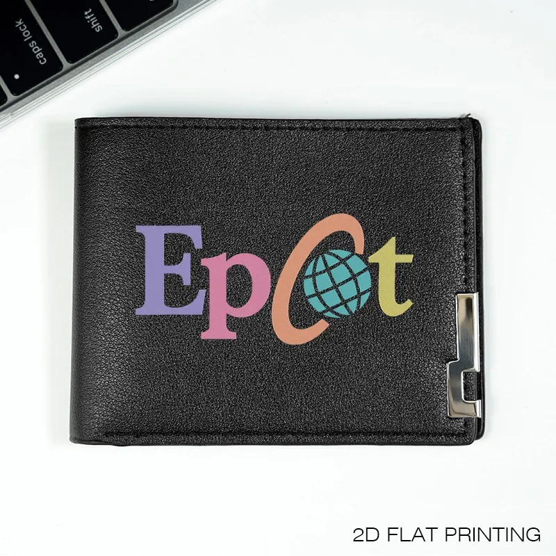 Portemonnaie aus PU-Leder mit Epcot-Logo, minimalistisches Design für Herren, Business-Casual-Stil, leicht, langlebig, für den täglichen Gebrauch