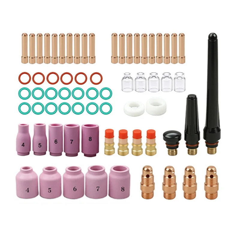 

YLS-68PCS TIG Welding Torch Accessories Kit Nozzle Collets Body Stubb Stubby Gas Lens Glass Cup Kit For WP-17/18/26