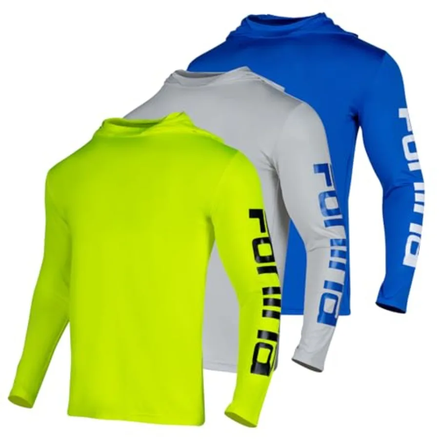 

FONIRRA 3 Pack Construction Work Shirts for Men High Visibility Safety Long Sleeve T Shirt Sun Protection Hoodie UPF 50+
