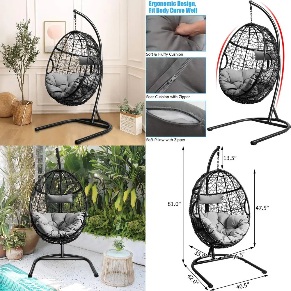 

Oversized Swing Chair with Stand, 36.5 Width, Hammock Chair, Soft Seat Cushion & Pillow Included