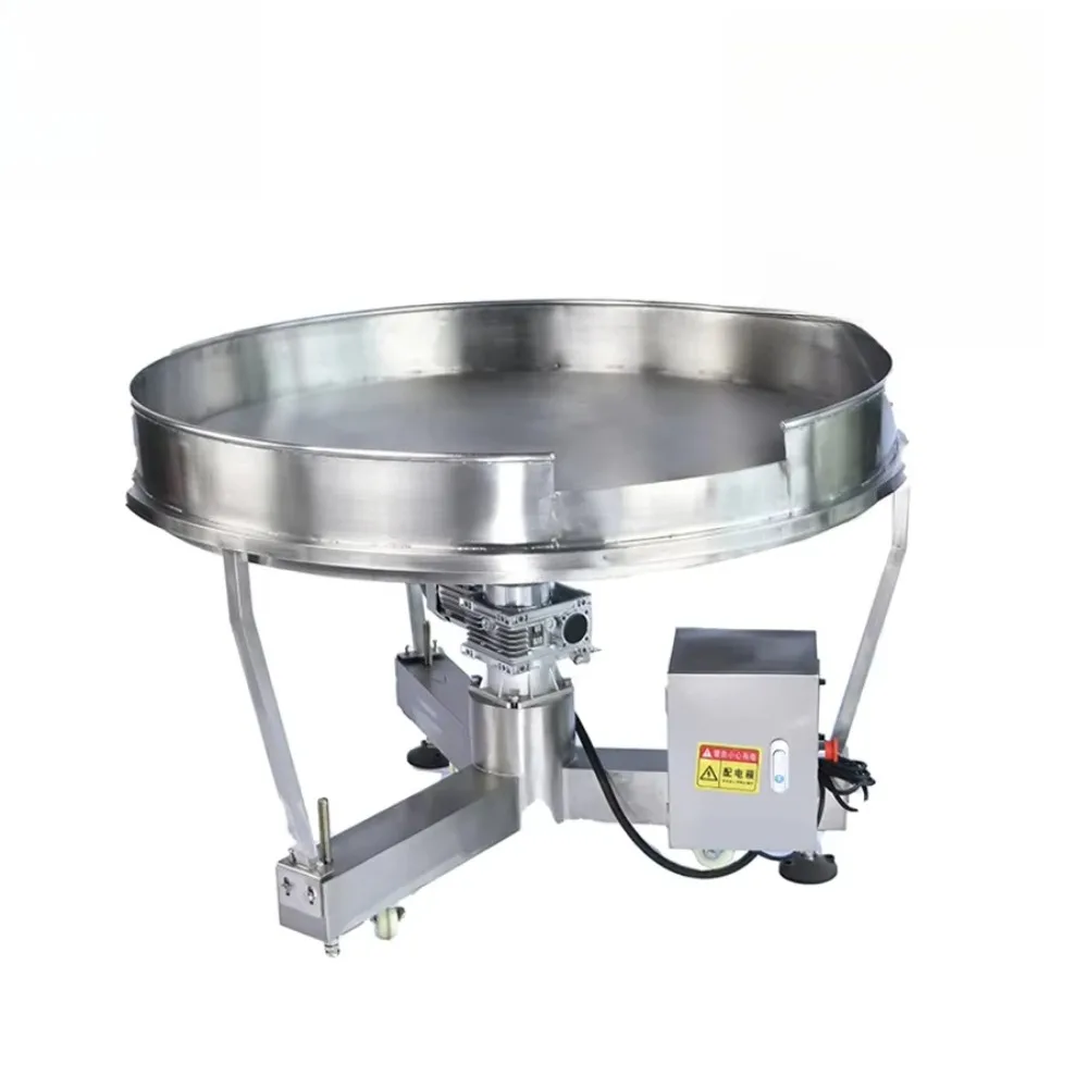 Adjustable speed automatic circular rotating stainless steel strip collecting and turning table for glass and plastic bottles