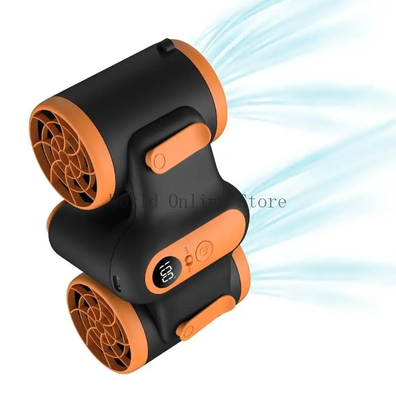 

Lightweight 10000mAh Rechargeable Double Cooling Fan Wearable Neck Hanging Fan Belt Clip 3Speed Outdoor Summer Solution 87HC
