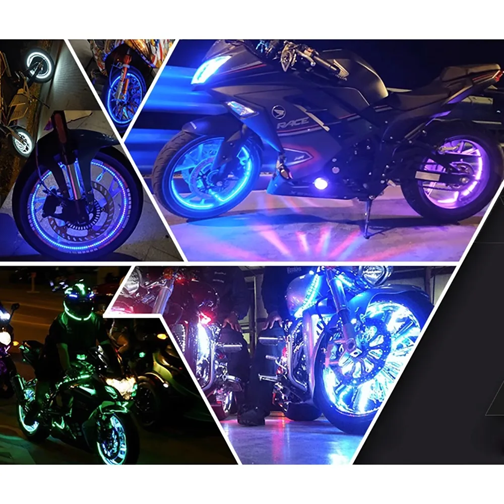 Motocicleta Roda Hub LED, roda de alimentação sem fio, Refit Supply, Locomotiva Moto, luzes coloridas elétricas, Hot Wheels Lamp, DC 12V, 6W