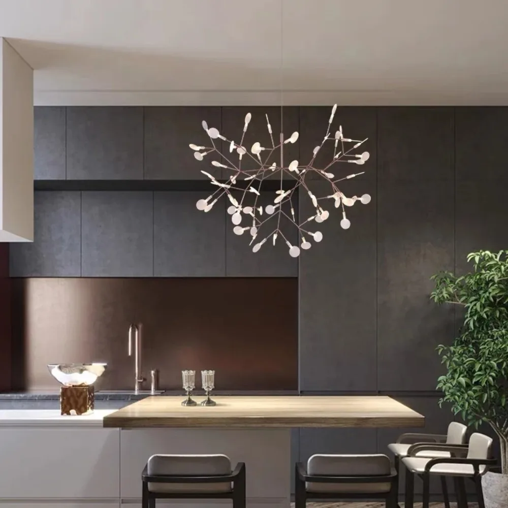 Imagem -03 - Nordic Heracleum Candelabro para Sala de Estar Cozinha Corredor Ouro Rosa Black Branch Design Lâmpada Firefly Nordic Postmodern Design