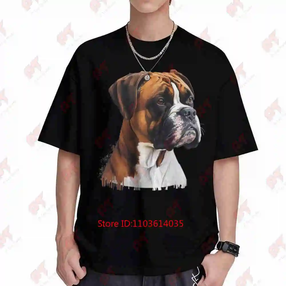 Funny Boxer Dog Puppy Print Short Sleeve Tee 100% Cotton T-Shirt