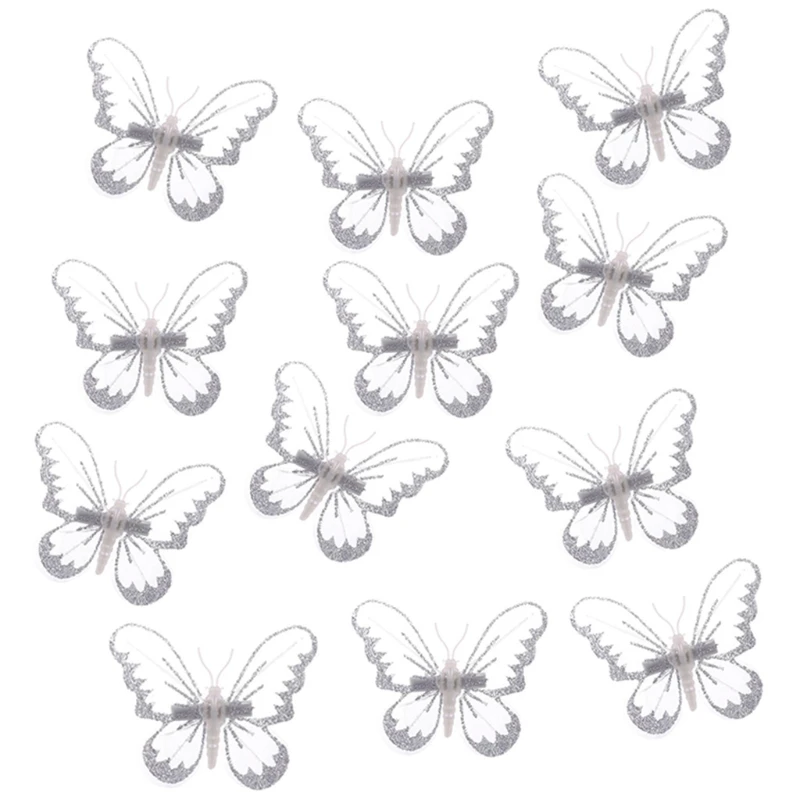 

12 Pcs 7cm Simulation Gauze for Butterfly Christmas Tree for Butterfly Ornaments