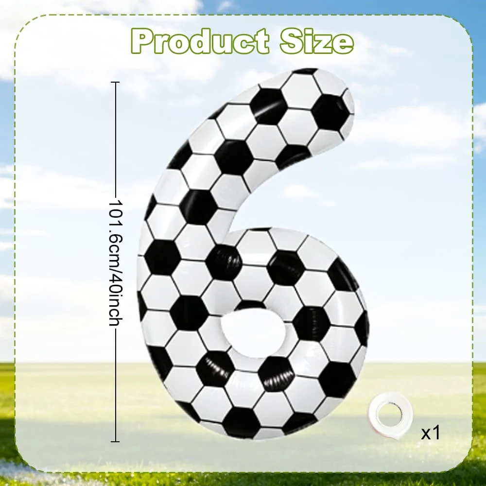 Schwarz-weißer Fußball-Digitalballon 0-9, 40 Zoll großer digitaler Ballon mit Sportmotiv, Geschenk, Geburtstagsparty-Jubiläumsdekoration