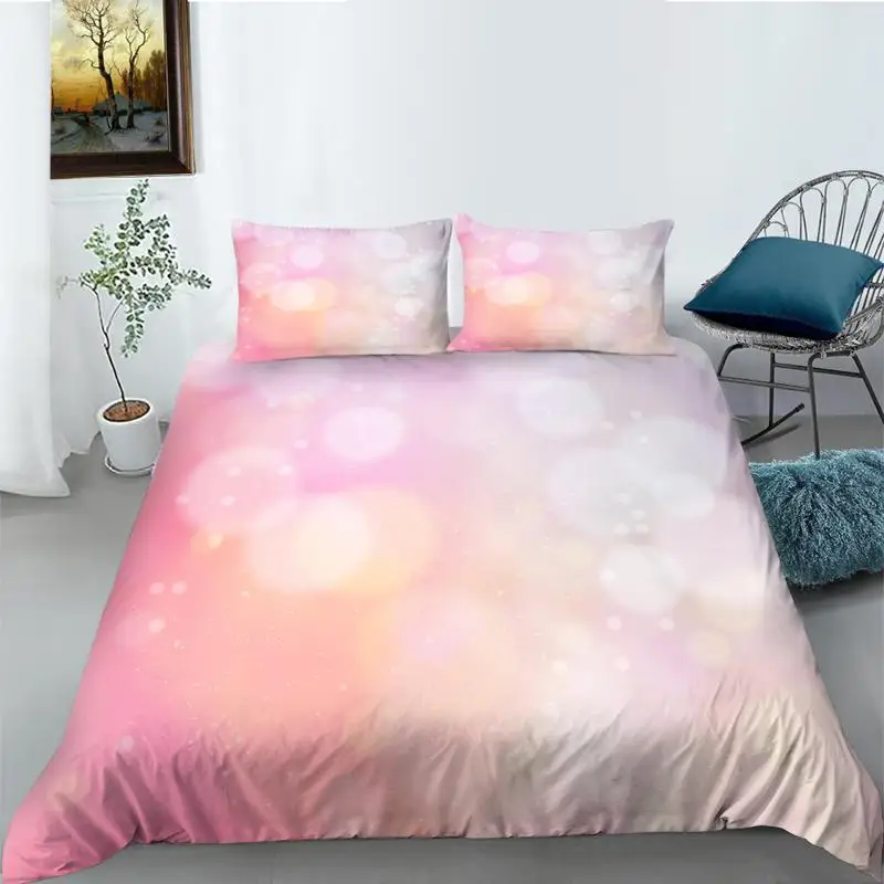 

Glitter Duvet Cover Set Shiny Pink Gold Glitter Stars Bedding Set For Kids Girls Cute Style Double Queen King Size Quilt Cover