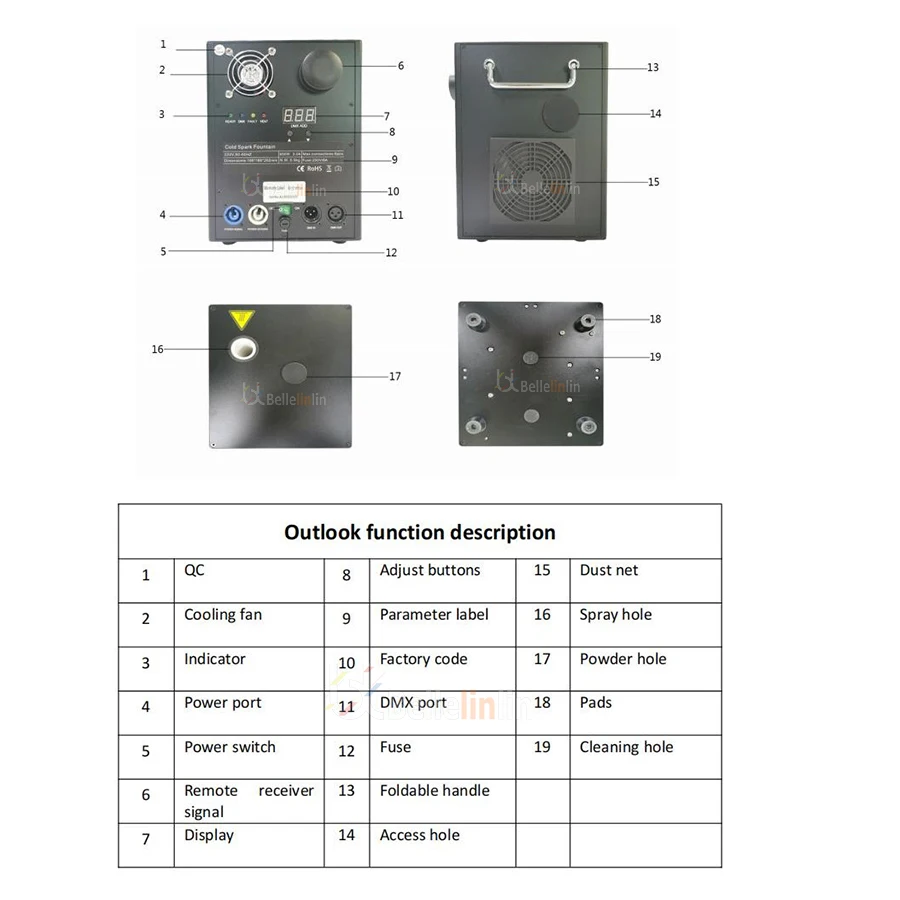 Nenhum imposto 650w cachoeira máquina de faísca fria fonte sem fio dmx remoto fogos de artifício festa casamento máquina sparkular msds para baixo spray