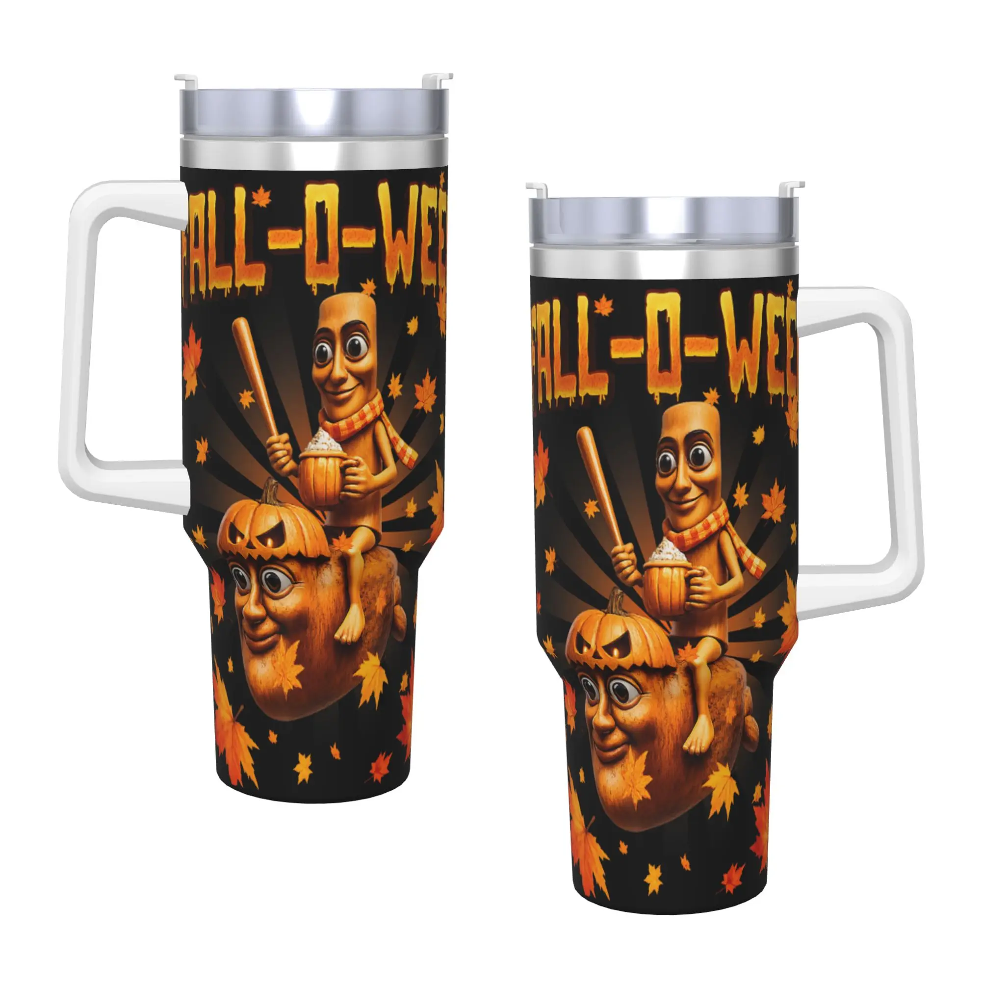 Stainless Steel Tumbler Funny Tung Tung Sahur Fall O Ween Halloween Brainrot Meme Thermal Mug  Insulated Cold and Hot Mugs Cup