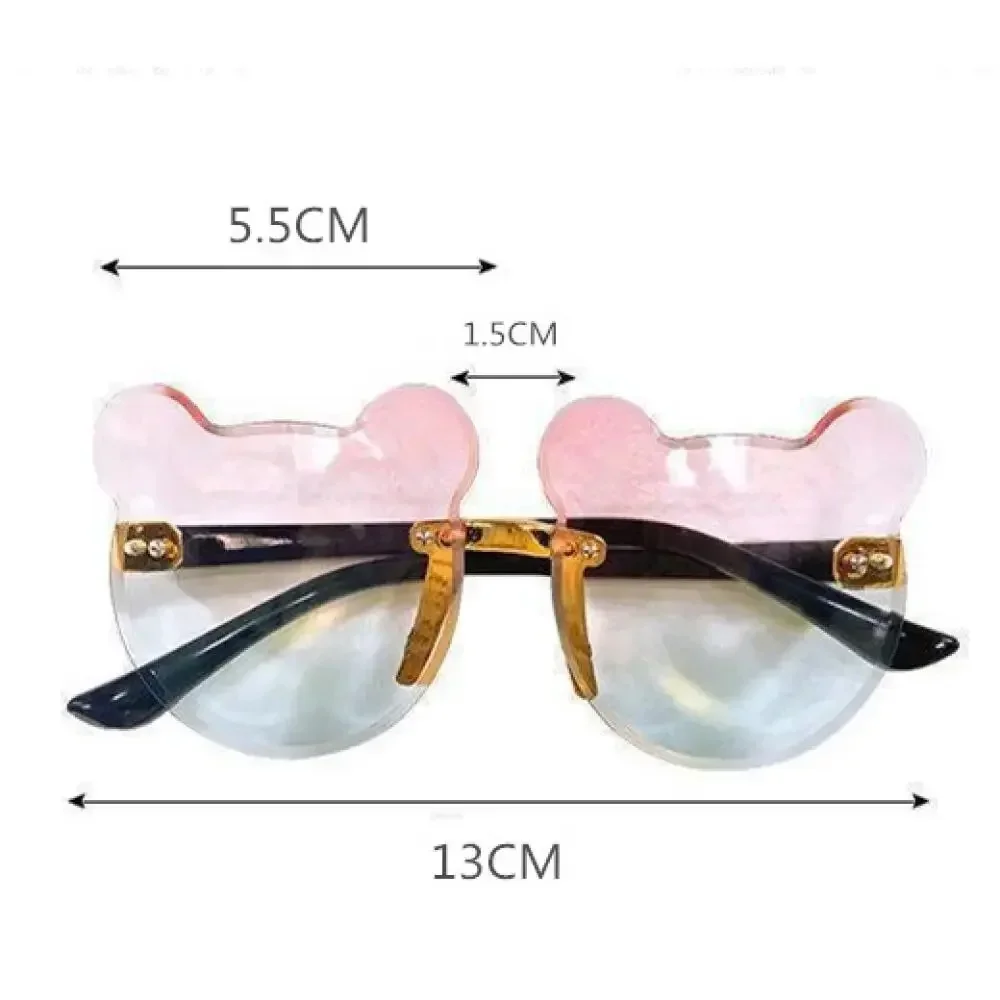 Girls Boys Cute Bear Animal Cartoon UV400 Rimless Children\'s Sunglasses Retro Round Sunglasse Outdoor Baby Shade Glasses Eyewear