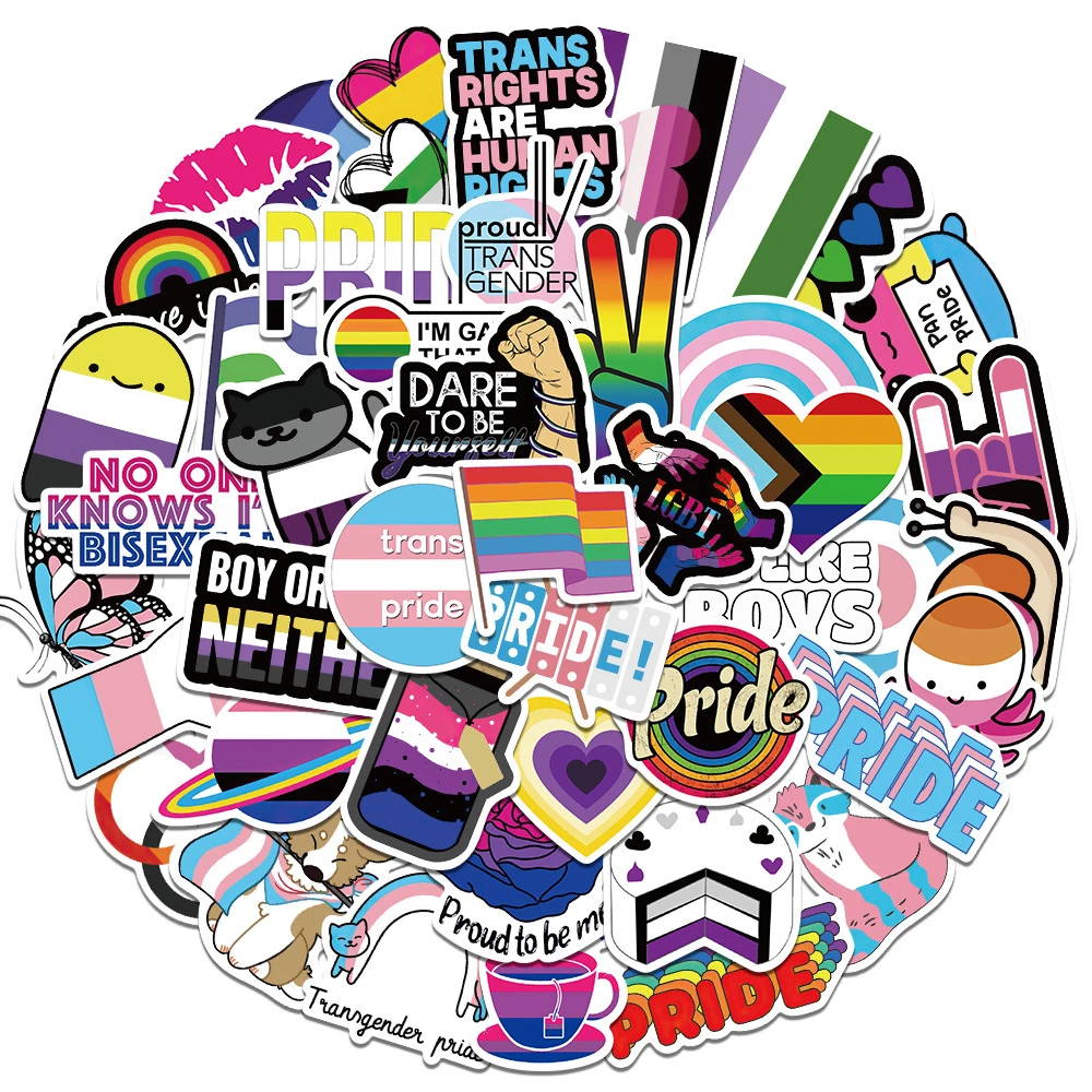 10/30/50PCS Mix Funny LGBT Gay Lesbian Bisexual Asexual Pride Stickers Skateboard Laptop Phone Bike Luggage Car Sticker Decal